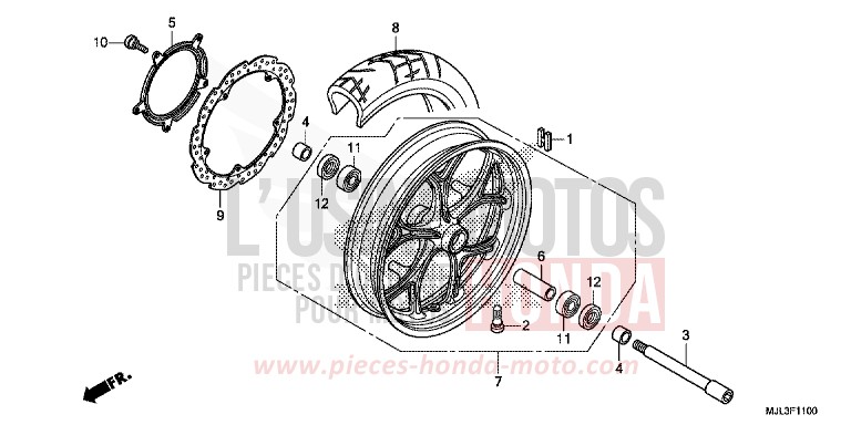 ROUE AVANT de NC750X "Méca" SWORD SILVER METALLIC (NHA95) de 2014